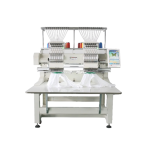 Commercial embroidery machine for caps, T-shirts, and shoes.