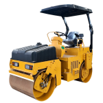 Diesel double drum roller ride-on compaction machine for asphalt and road construction applications.