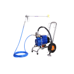 High-pressure airless paint and putty spraying machine with 10L hopper and 15m conveying distance.