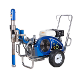 Putty spraying machine with large hopper and electric motor for wall and ceiling application.
