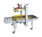 Small Tape Sealing Machine for cartons with adjustable tape width, 180W motor, and continuous batch operation capability.