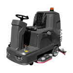 Ride on floor scrubber.