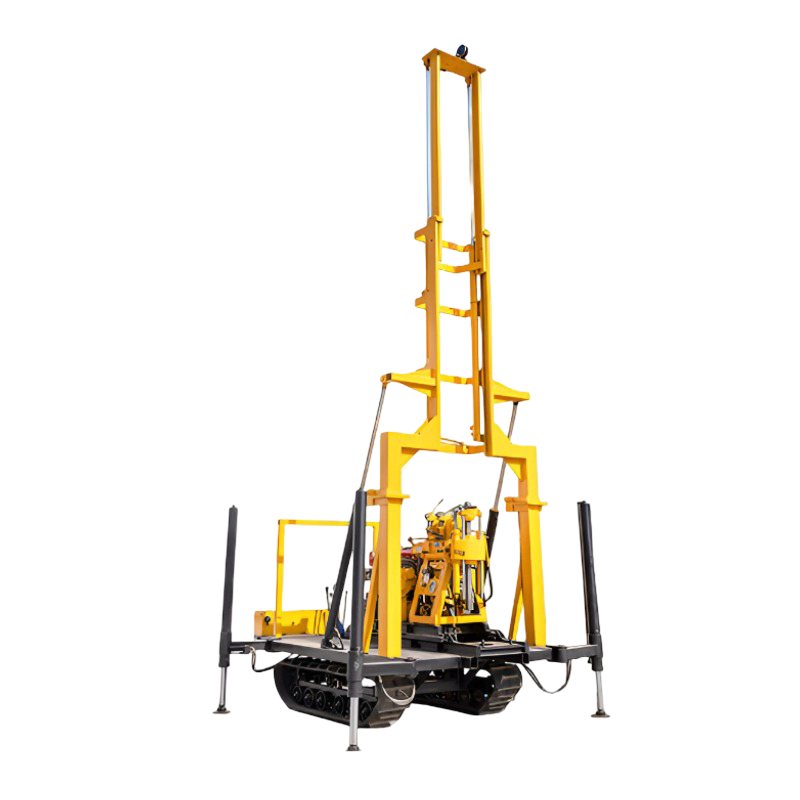 Crawler hydraulic drilling rig with tracked chassis for water well and geological drilling applications