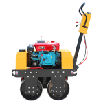 600kg walk behind road roller with steel drum and Honda 390 engine for asphalt and soil compaction.