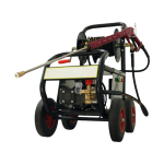 220 Bar Pressure Washer with 4-pole copper motor, 21 L/min flow, reinforced copper pump, and 10m hose for industrial and workshop cleaning.