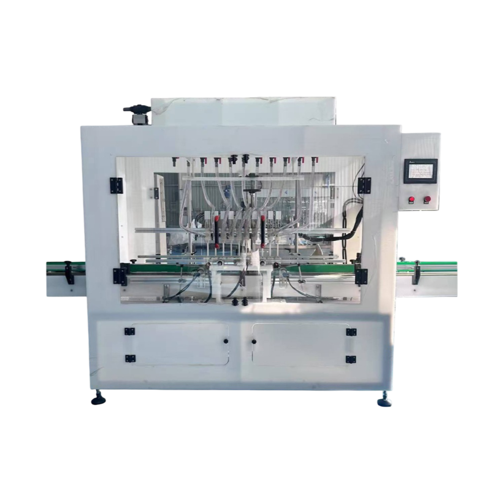 Anti corrosion liquid filling machine with polypropylene structure and multi-head system for chemical and cosmetic applications.