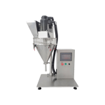 Auger powder filling machine for cosmetics, food, and chemical powders.