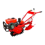 Diesel Track Tiller with attachments used for trenching and cultivation.