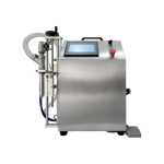Gear pump liquid filling machine for viscous liquids like oil.