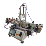 Desktop automatic bottle cap press machine sealing plastic and cork caps on bottles in a production setup