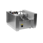 Semi-automatic inkjet date coding machine printing batch numbers on plastic packaging in a production environment