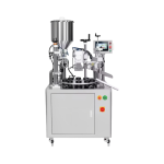 Semi automatic ultrasonic tube filler and sealer for cosmetic and industrial packaging.