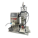 Semi-automatic two claw bottle capping machine tightening caps on irregular shaped bottles with adjustable fixture