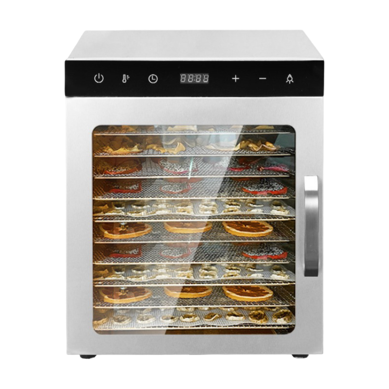 10 Tray Food Dehydrator with Stainless Steel Trays LED Light and Digital Temperature Control.
