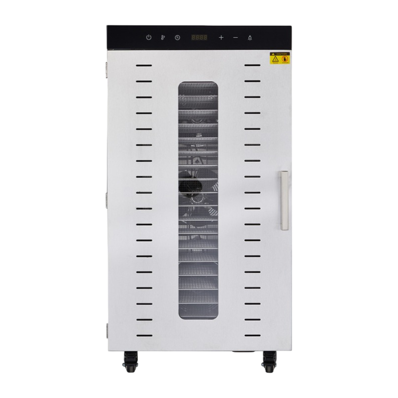 20 Tray Commercial Food Dehydrator Stainless Steel Industrial Dryer with Triple Fans LED Light and Digital Control.