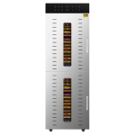 32 Tray Commercial Food Dehydrator Industrial Dual Compartment Stainless Steel Dryer with LED Light and High Capacity Airflow System.