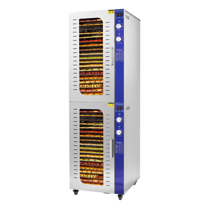 40 Tray Mechanical Food Dehydrator with Dual Compartments and Stainless Steel Industrial Drying Cabinet.