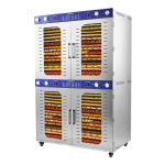 64 Tray Mechanical Food Dehydrator with 4 Compartments, Stainless Steel Industrial Drying Cabinet and LED Monitoring Light.