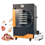 6kg Freeze Dryer with Stainless Steel Trays, Digital Control System, and Compact Vacuum Food Preservation Unit.