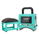 Portable Cap Heat Press with 8cm × 14cm heating platen, 550W heating system, adjustable temperature control, and compact manual design for custom cap printing.
