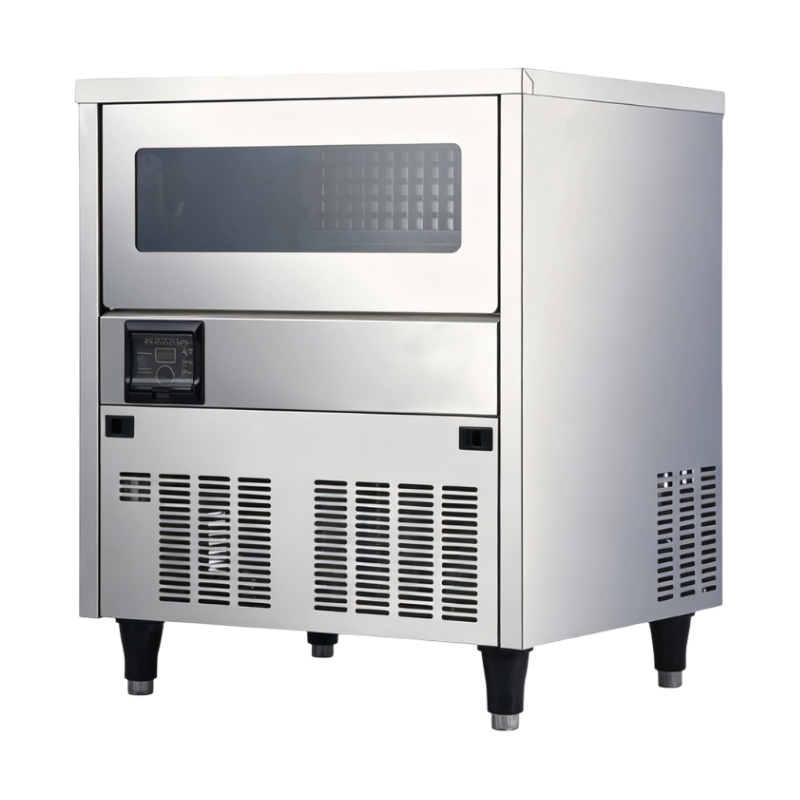 100kg Commercial Under-Counter Ice Cube Maker with 25kg storage bin.